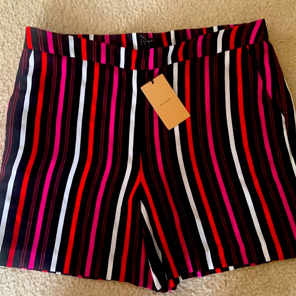 Halogen Barbara Women's Casual Striped Pull On Shorts Size: Large NWT